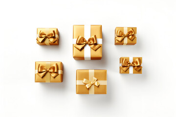 Golden gift box with golden bow generated AI