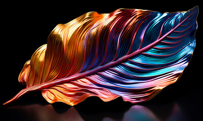 Large iridescent metal plant leaf (Generative AI)