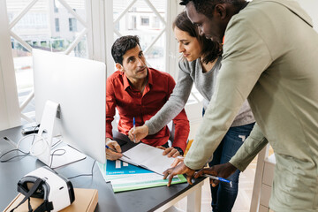 Business people working together in international office