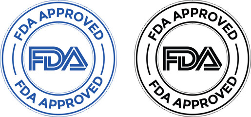 FDA approved. Stamp with text Fda approved. Fda (Food and Drug Administration) approved label, badge, logo, seal 