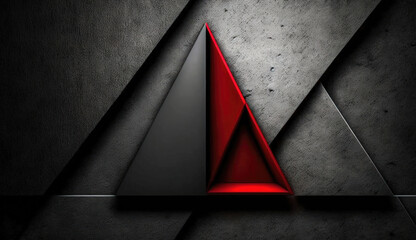 Dark Stereo Background Image with Abstract Red and Gray Triangle, Modern Design and Visual Impact, Graphic Composition and Contemporary Art