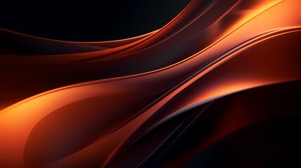 abstract background with smooth lines in orange and black colors, 3d render