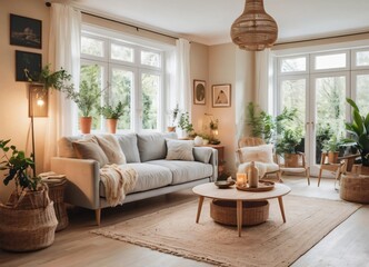 Modern scandinavian living room design Generative Ai