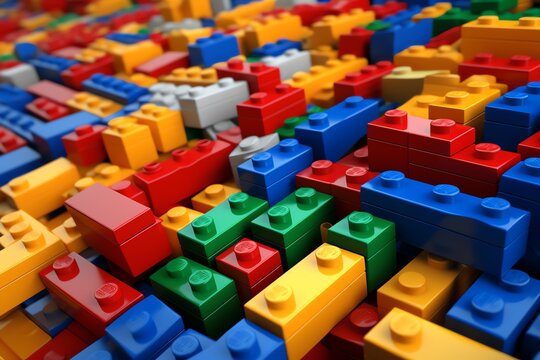 a group of colorful building blocks
