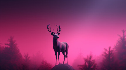A pink deer on a pink background