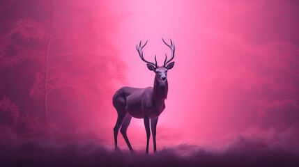 A pink deer on a pink background