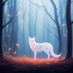 a white fox in a forest