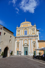 Fototapeta na wymiar Beautiful view of the church of Santa Maria Nova, in the historic old town in the province of Mantua, Italy. 