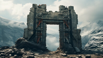 The gate is located on the highest peak. It's an interesting and specific pose. It is a place where...
