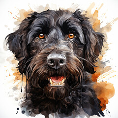 watercolor Black Russian Terrier clipart