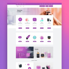 Design a mockup for an e-commerce website homepage that focuses on improving user experience and increasing conversions. Consider elements like navigation, product displays, and call-to-action buttons - obrazy, fototapety, plakaty