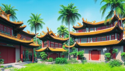 Obraz premium chinese temple in the garden