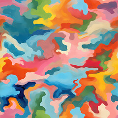 Fototapeta na wymiar Seamless Abstract Camouflage Dirty Fabric Rainbow Pattern Background