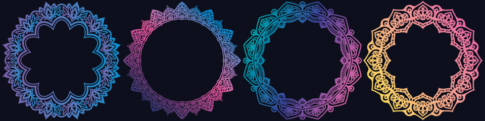 ornamental art circle pattern elements set combo.