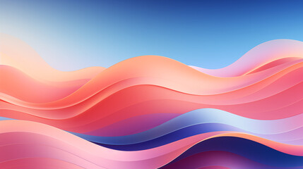 Fototapeta premium Biomorphic abstract thick illustration of light blue pink theme, neumorphism design background