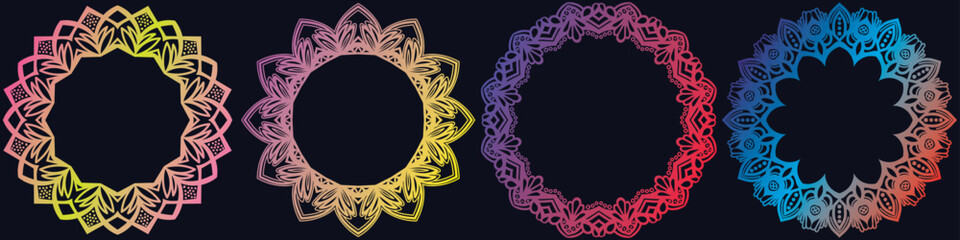 colorful mandala border design art.