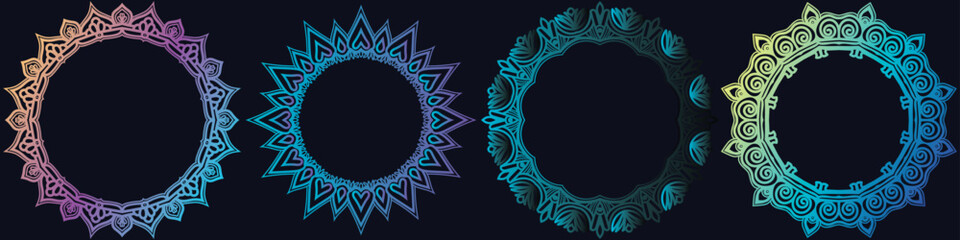 colorful wedding art frame circle elements design.