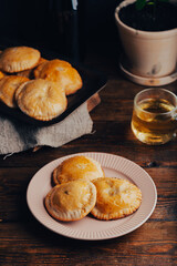Oven Baked Pies Filled with Chives and Mushrooms