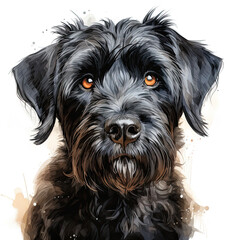 watercolor Black Russian Terrier clipart