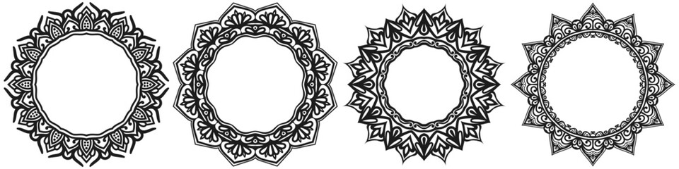 mandala circle design. circle frame set combo.