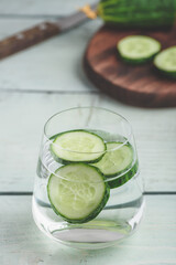 Infused water with sliced cucumber