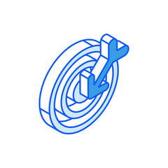 Isometric icon in outline. Target symbol. Social media marketing icon.