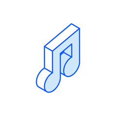 Isometric icon in outline. Modern flat vector Illustration. Musical note symbol.