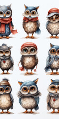 Fototapeta premium Eulen mit Mütze