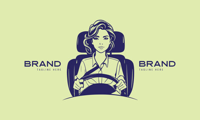 Women driver logo for transport business brands