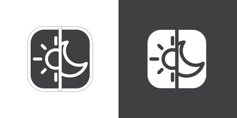 Switch icon of dark mode, vector illustration. Day and night mode, Switch icon  to select dark mode or night brightness in the settings of a smart mobile device.