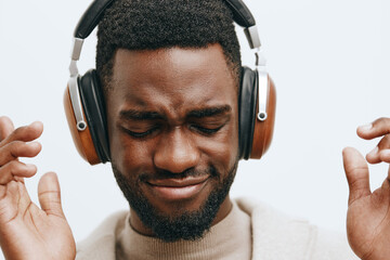 man guy fashion background model portrait black american african white headphones dj music