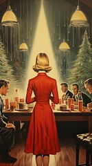 Classic Christmas Xmas Holiday Photo of Family, Christmas Tree, Christmas Lights, and more 