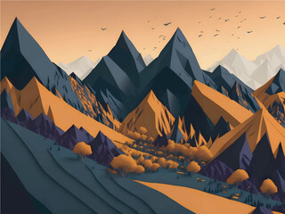 Fototapeta na wymiar Landscape beautiful coloring hill vector background