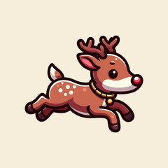 Cute vector illustration of christmas deer xmas reindeer. Ai Generated