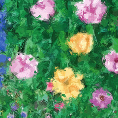 Oil painting and various flowers, roses, peonies, chrysanthemums, beautiful wedding illustrations