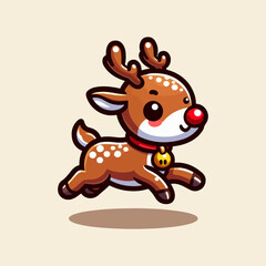Cute vector illustration of christmas deer xmas reindeer. Ai Generated