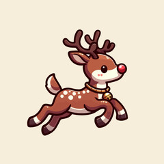 Cute vector illustration of christmas deer xmas reindeer. Ai Generated