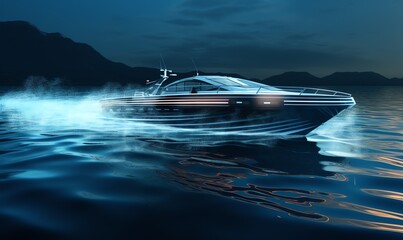 a speed boat in the water