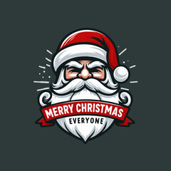 Vector Illustration santa claus with lettering merry Christmas santa claus logo. Santa Claus Merry Christmas Logo. Ai Generated