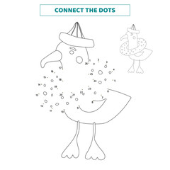 Connect the dots for the seagull. Educational worksheet.