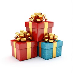 Obraz premium Gift box isolated on white background. Packaging with bow and ribbon.