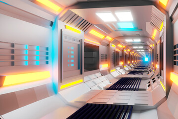 3D Rendered Illustration, visualisation of a science fiction spaceship, gangway