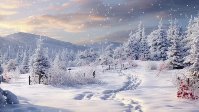 Christmas Winter snow photo Photorealistic - Still Image Animation, with video effects - Seamless loop animation - Created using AI Generative Technology