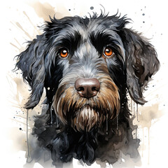 watercolor Black Russian Terrier clipart