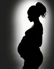 Pregnant woman, dark silhouette