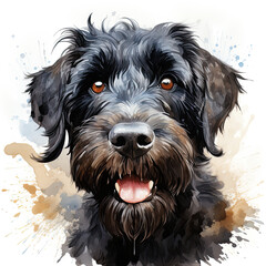watercolor Black Russian Terrier clipart