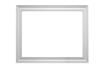 Fototapeta premium Grey landscape picture frame with an empty blank canvas for use as a border or home décor, png file cut out and isolated on a transparent background, computer Generative AI stock illustration