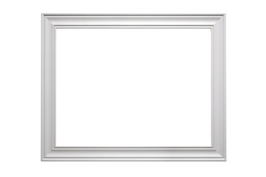 Grey landscape picture frame with an empty blank canvas for use as a border or home décor, png file cut out and isolated on a transparent background, computer Generative AI stock illustration