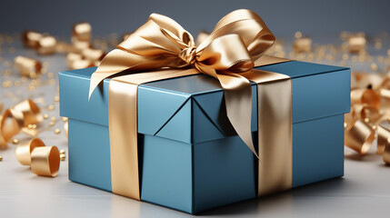  blue gift box with bow