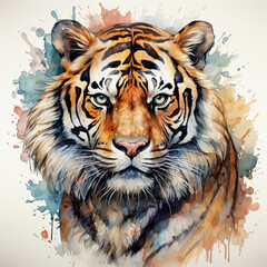 watercolor Tiger clipart, Generative Ai